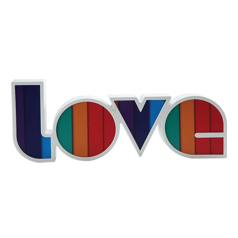 Colorful LED ornamental 'LOVE' decorative light for holiday and home decoration.