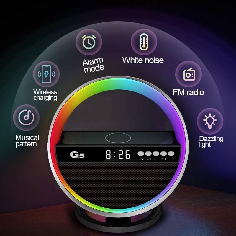 2024 New Multifunction RGB Night Light Wireless Charger Bluetooth Speaker Large G Ambience Light Home Decor - DBMP (Electronics And More Store)