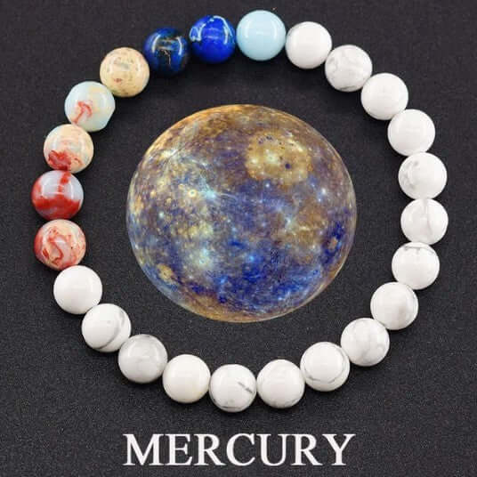 Fashion couples bracelet with 10mm stone beads, featuring a Mercury design, stylish and unique unisex jewelry.