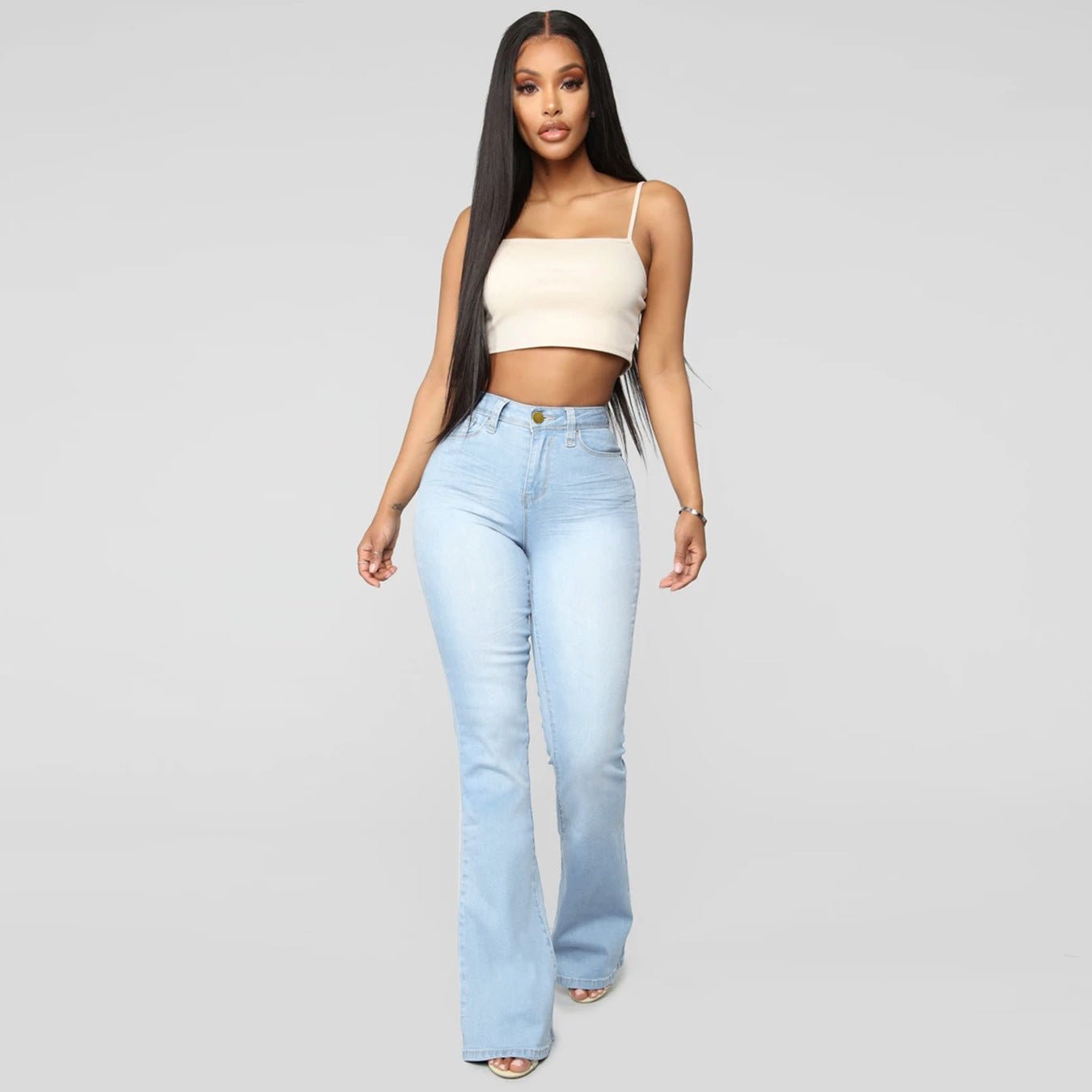 Women's Classic High Waist Slim Denim Horseshoe Pants - DBMP Shop