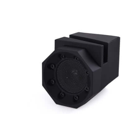 Smart Magnetic Induction Resonance Speaker in sleek black design, ideal for enhanced audio experience with smartphones.