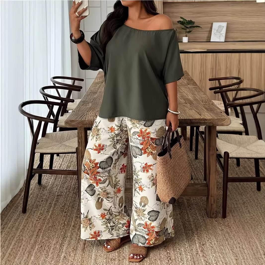 Wide - leg Pants Vacation - style Loose - fitting Two - piece Set That Flatters Your - DBMP (Electronics And More Store)