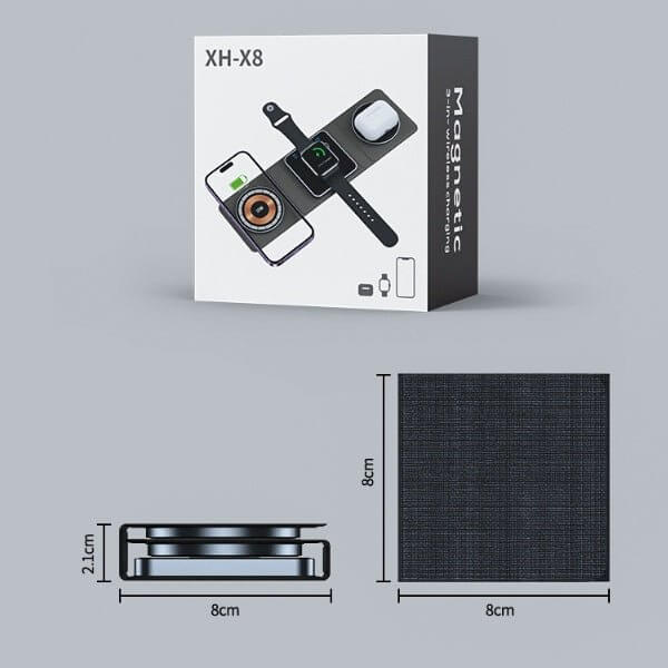 3 IN 1 Magnetic Folding Wireless Charger Station For IPhone Transparent Fast Charging For IWatch And Airpods - DBMP (Electronics And More Store)