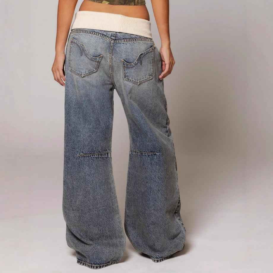 Loose-fitting Straight-leg Jeans With Pockets Fashion Casual Trousers Street-style Pants Women's Clothing - DBMP Shop
