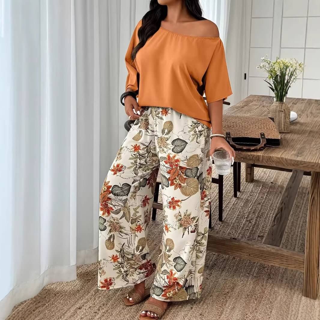Wide - leg Pants Vacation - style Loose - fitting Two - piece Set That Flatters Your - DBMP (Electronics And More Store)