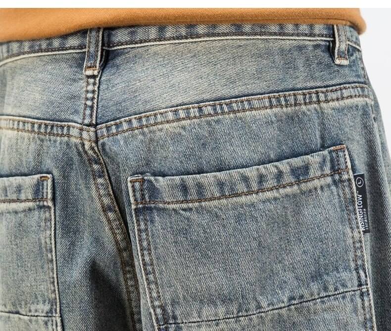American Casual Yellow Mud Dyed Jeans Straight Loose - DBMP (Electronics And More Store)