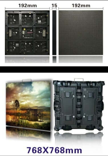 P3 Indoor HD LED display screen with 192mm modules and mosaic installation for advertising.