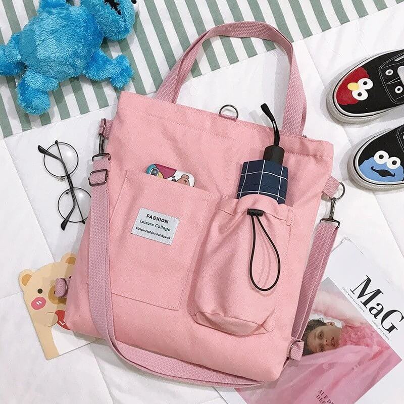 Harajuku Canvas Bags Students Handbag With Pockets Preppy Buckpack Shoulder Bag For Women Shoolbags - DBMP (Electronics And More Store)