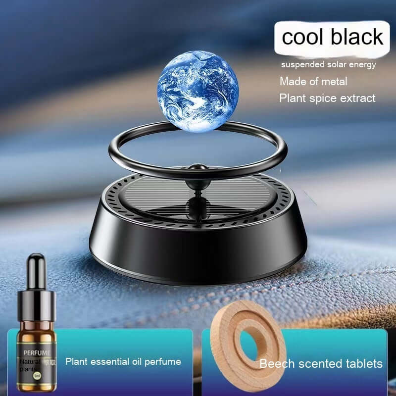 Floating planet car ornament with essential oil and fragrance tablets, made of aluminum and zinc alloy.
