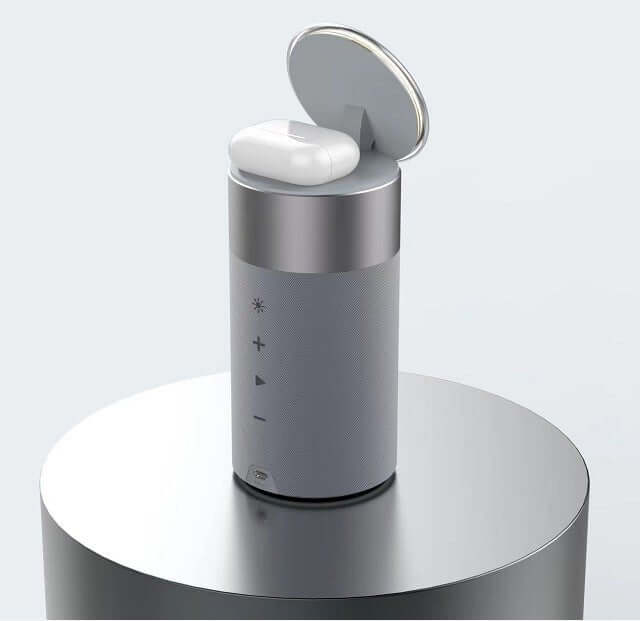 3 In 1 Multi - Function IPhone And AirPods Wireless Charger Portable Bluetooth Speaker With Touch Lamp For Home And Office - DBMP (Electronics And More Store)