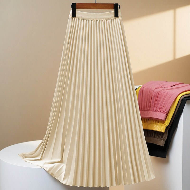 Women's Solid Color Fashion Pleated High Waist Pleated Skirt - DBMP (Electronics And More Store)