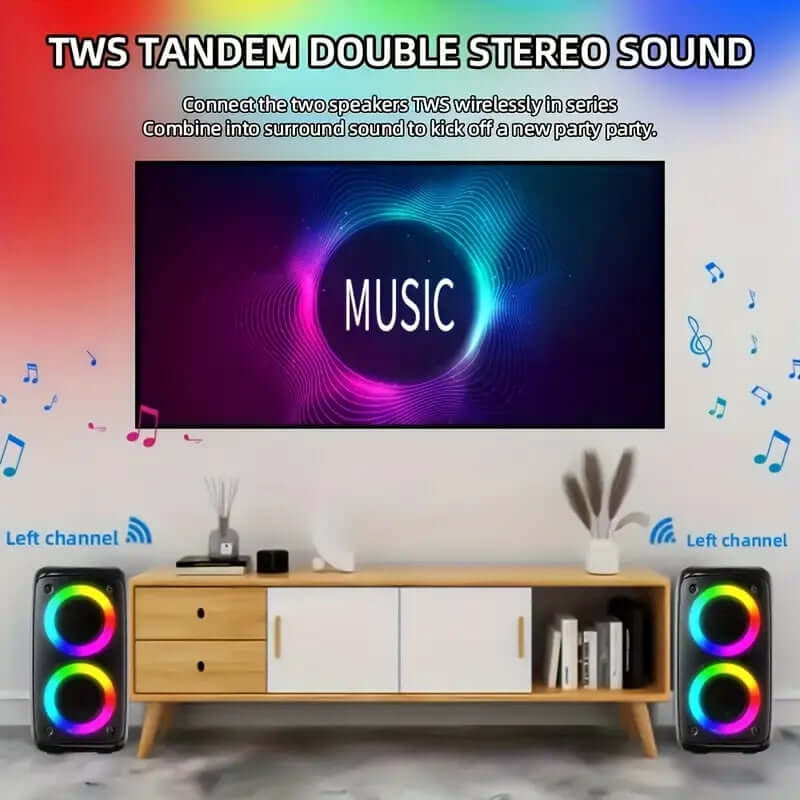 Wireless Speaker With Subwoofer, Large Boombox Speaker, Stereo Speaker, Subwoofer, Outdoor Wireless Speaker, Party Disco Light, TWS, TF, AUX - DBMP (Electronics And More Store)