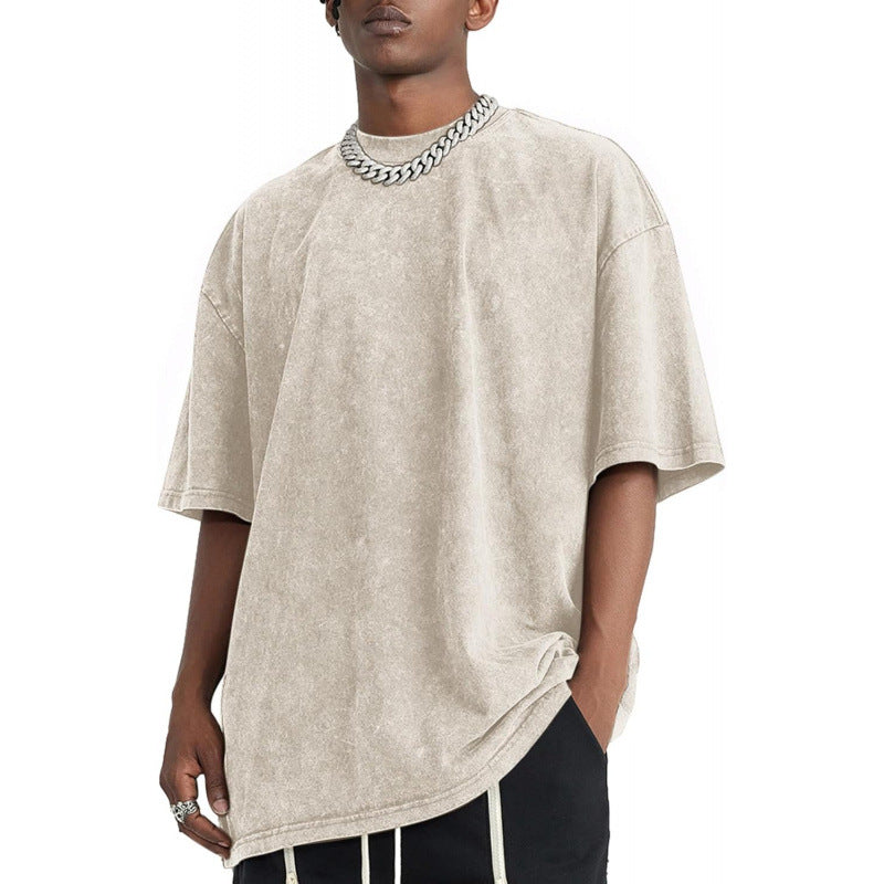 Mens Letter-Print Vintage Oversized T-Shirt