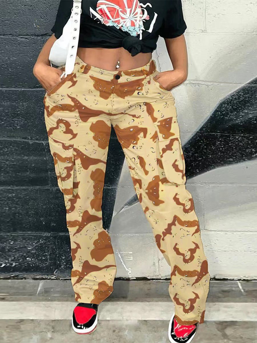 High Straight Waist Multicolor Camouflage Overalls - DBMP Shop