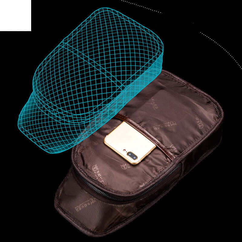 Street casual messenger bag with internal pockets, showcasing zipper closure and smartphone pocket.