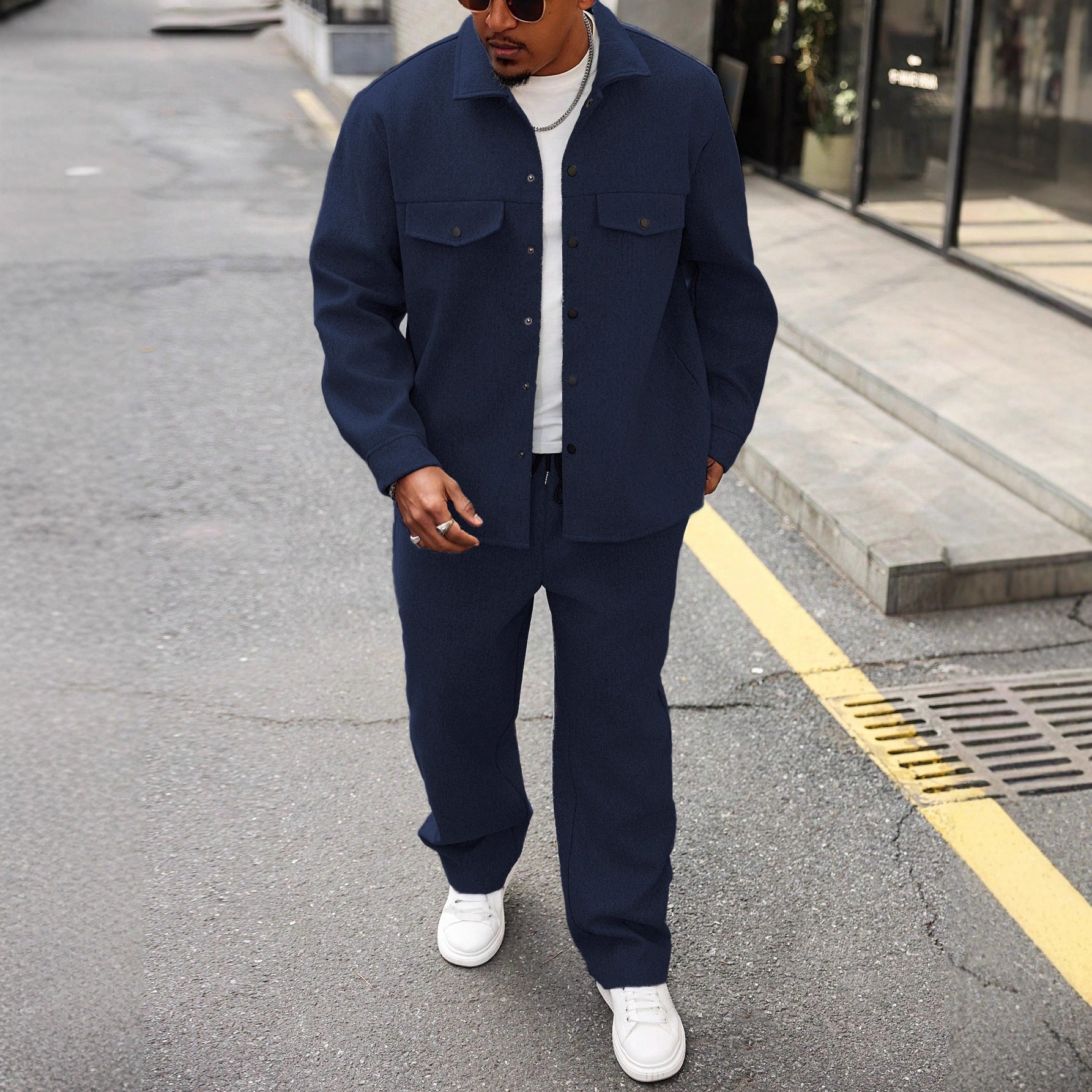 New Autumn Mens Casual Cargo Jacket And Pants Set
