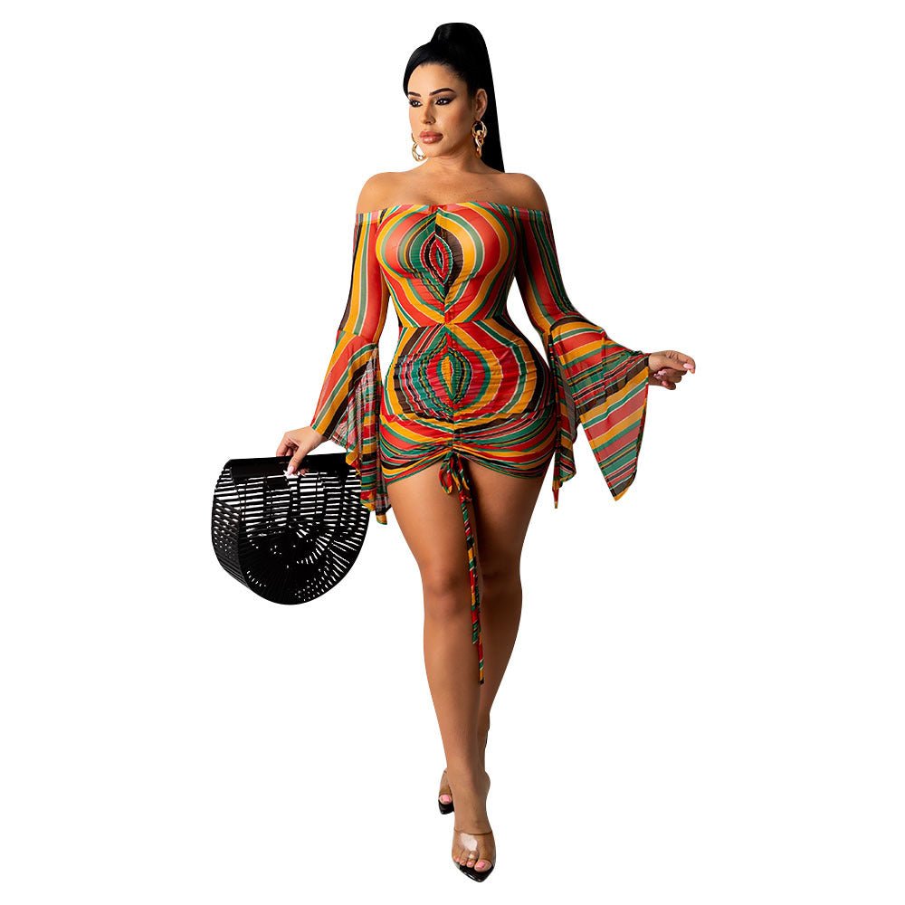 Long Sleeve Flared Sleeves Dress - DBMP Shop