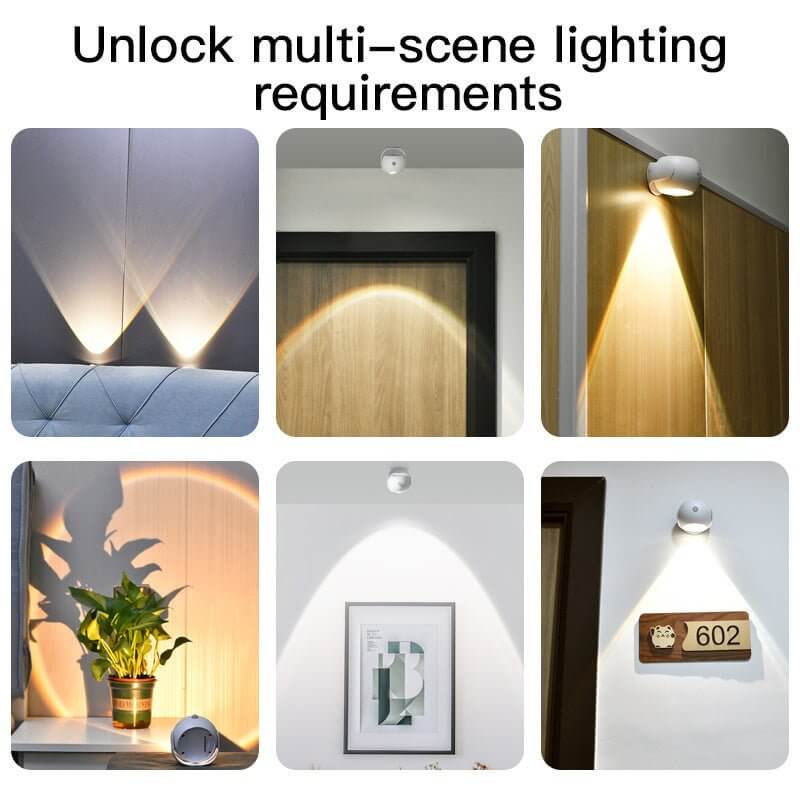 Adjustable Angle Human Sensing Light, Wireless Sunset Light, Indoor Spotlight, Corridor, Living Room Wall Light, Rechargeable And Installed Dry Battery - DBMP (Electronics And More Store)