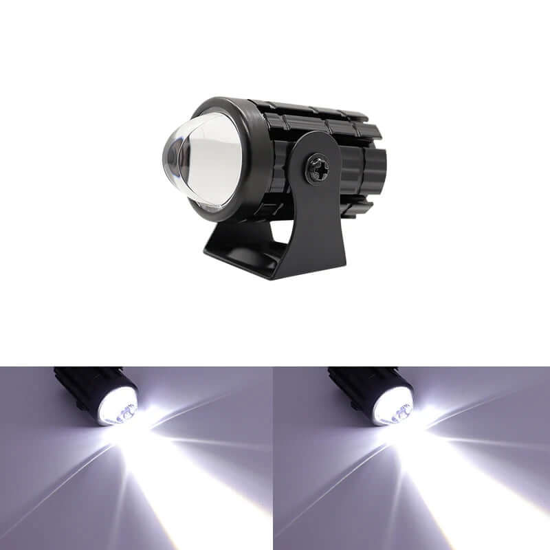 Two-color lens external electric spotlight for cars and motorcycles, showcasing bright 3000lm beam and durable design.