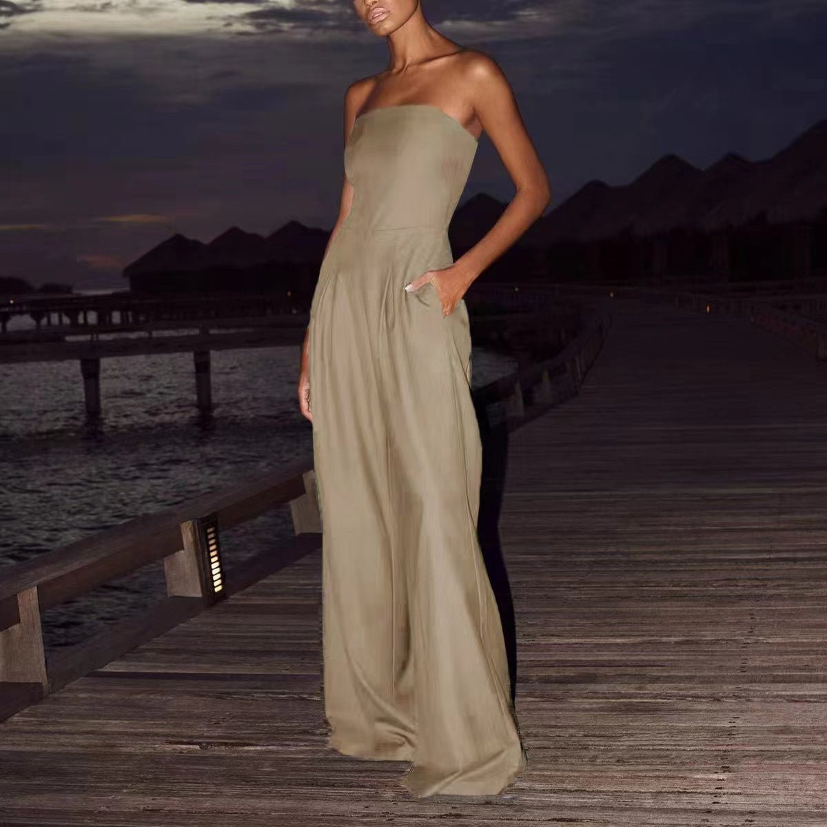 Loose Tube-top Jumpsuit Ins Fashion Backless Wide Leg Long Pants Overalls Women's Clothing - DBMP Shop