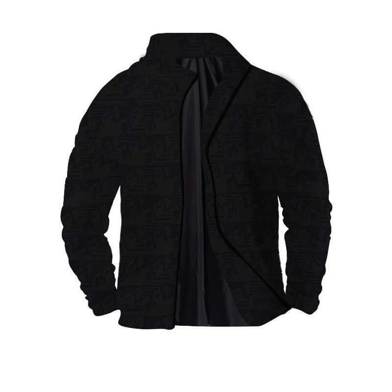 Men's thick twill 3D zipper jacket in solid black with a modern fit and regular sleeves.