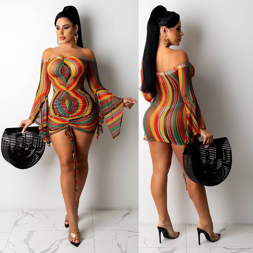 Long Sleeve Flared Sleeves Dress - DBMP Shop