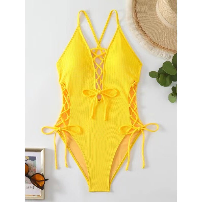 European And American Sexy Backless Siamese Bikini Swimsuit - DBMP Shop