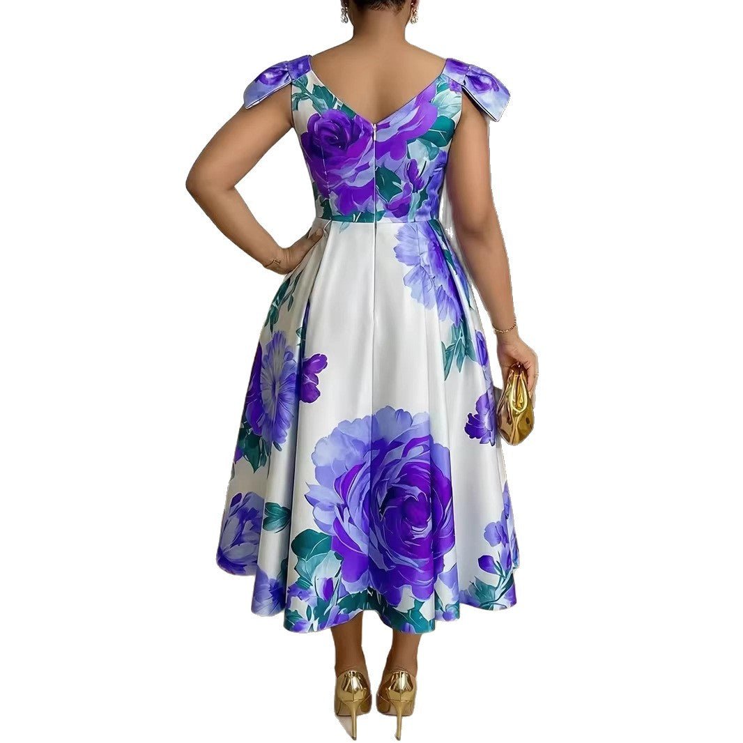 French Orange Blossom Print Dress With Ruffled Hem - DBMP (Electronics And More Store)