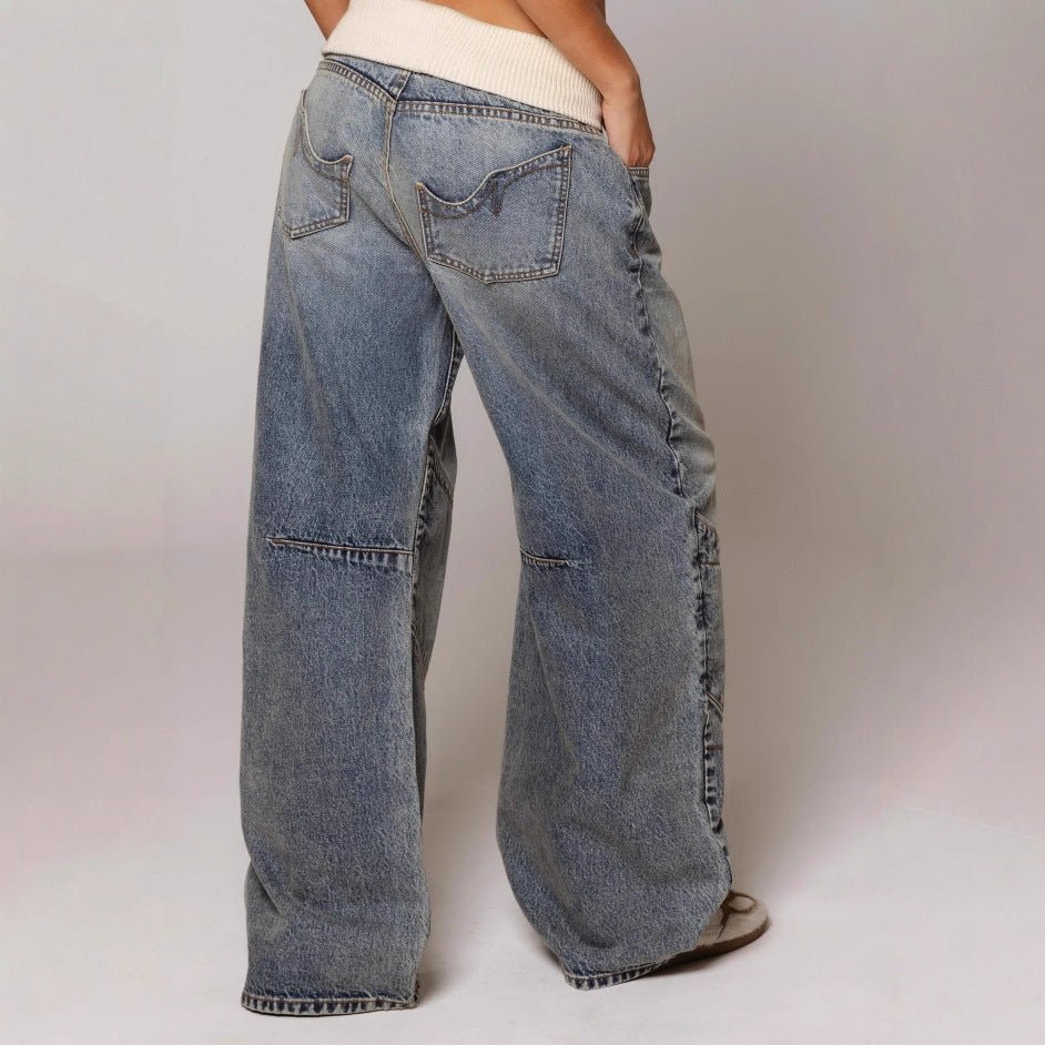 Loose-fitting Straight-leg Jeans With Pockets Fashion Casual Trousers Street-style Pants Women's Clothing - DBMP Shop