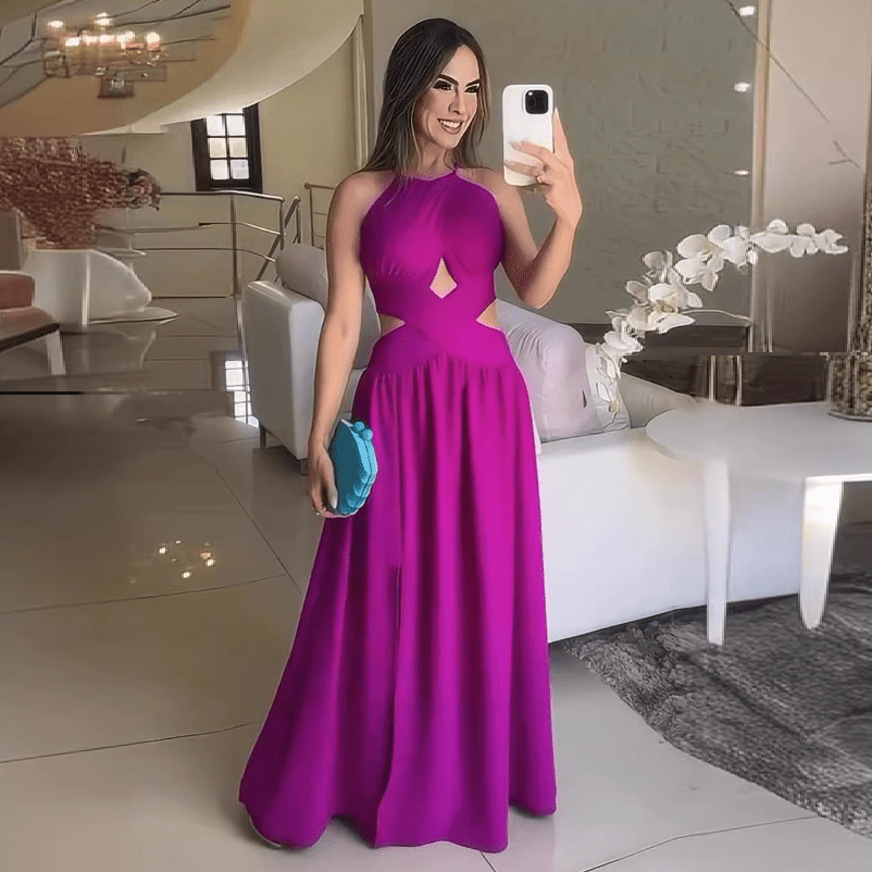 Velvet Slim Fit Pleated Round Neck Dress Waist-tight Pleating Hip-wrapped - DBMP Shop
