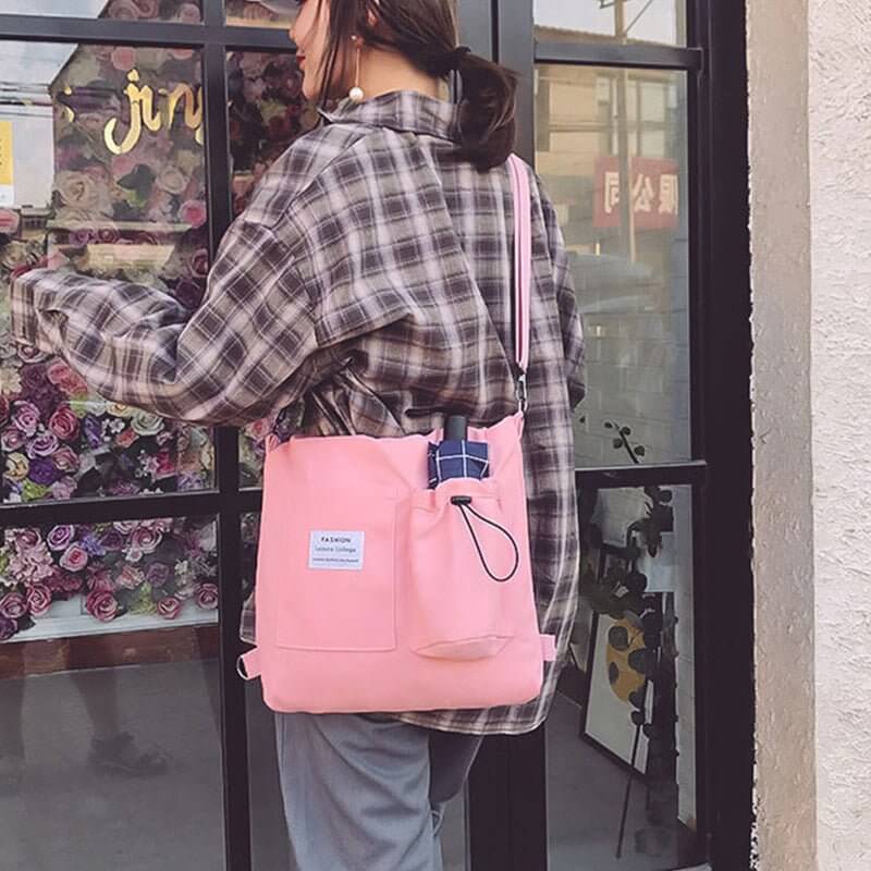 Harajuku Canvas Bags Students Handbag With Pockets Preppy Buckpack Shoulder Bag For Women Shoolbags - DBMP (Electronics And More Store)