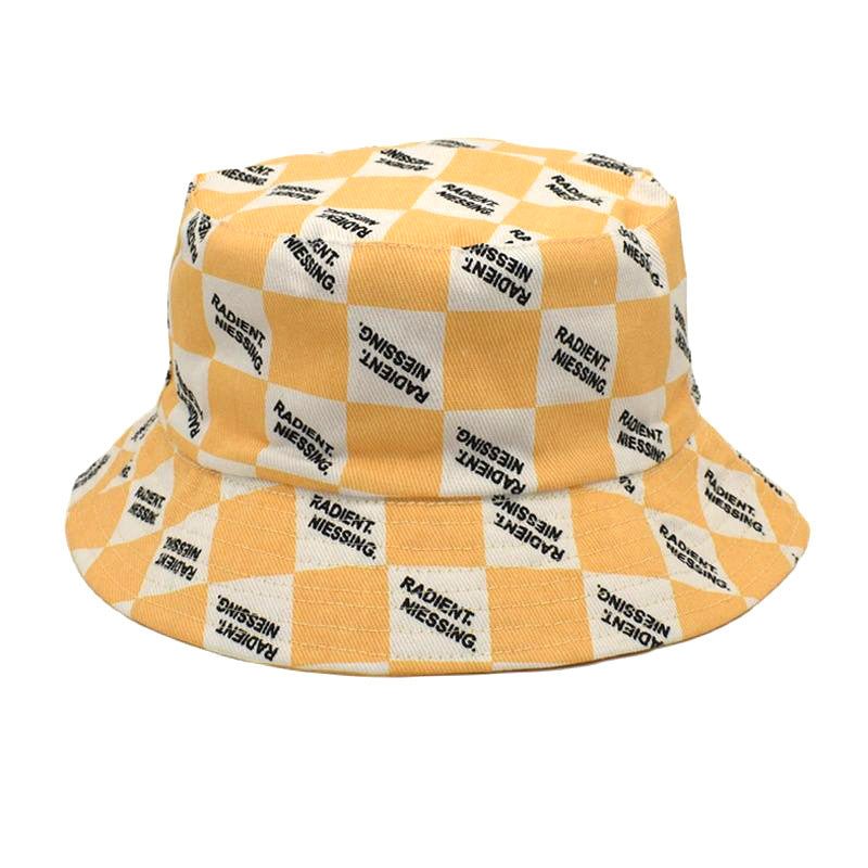 Letter Plaid Bucket Hat Women's Fashion Double-sided Wear Bucket Hat - DBMP Shop