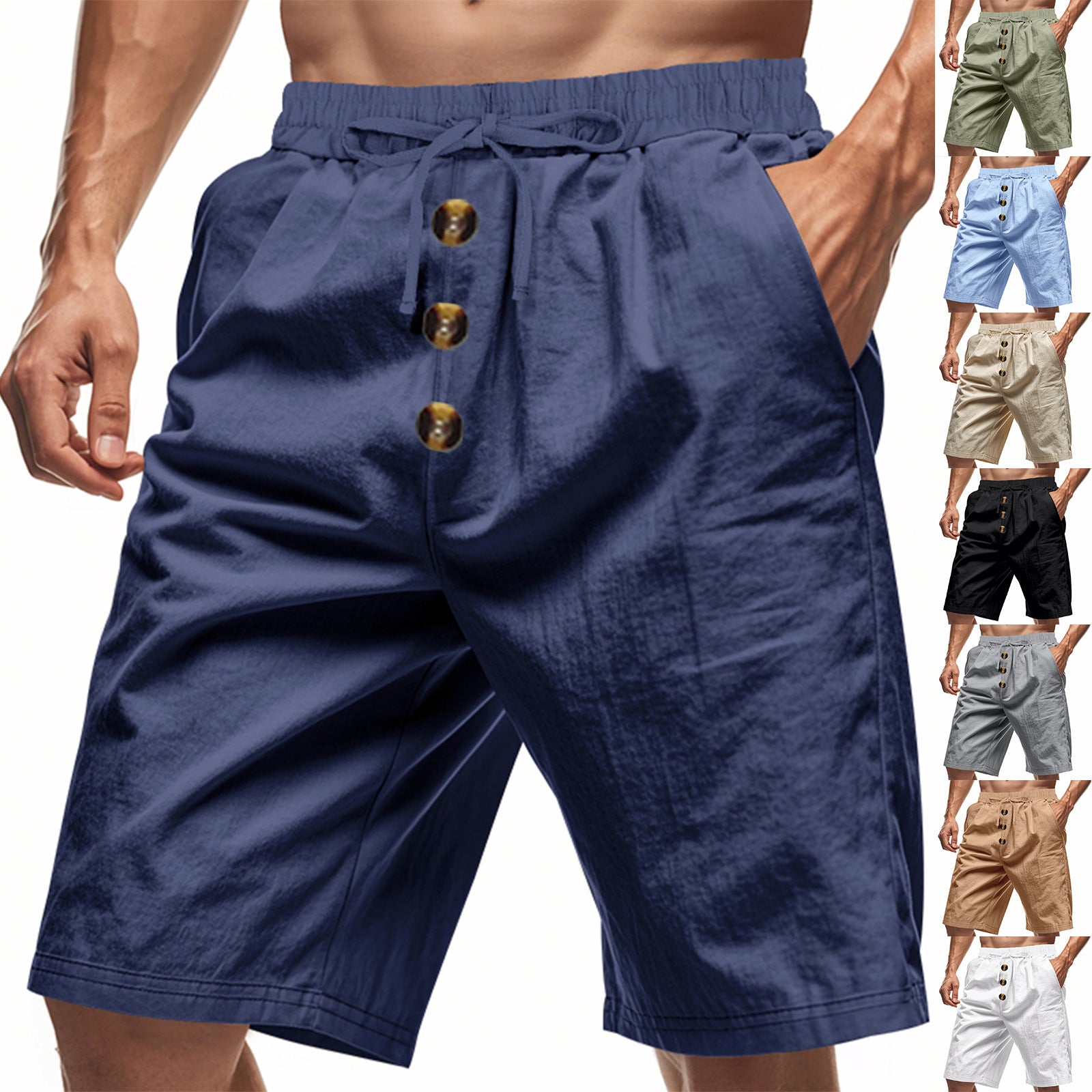 Linen Summer American-style Shorts Beach Casual Loose Straight Men