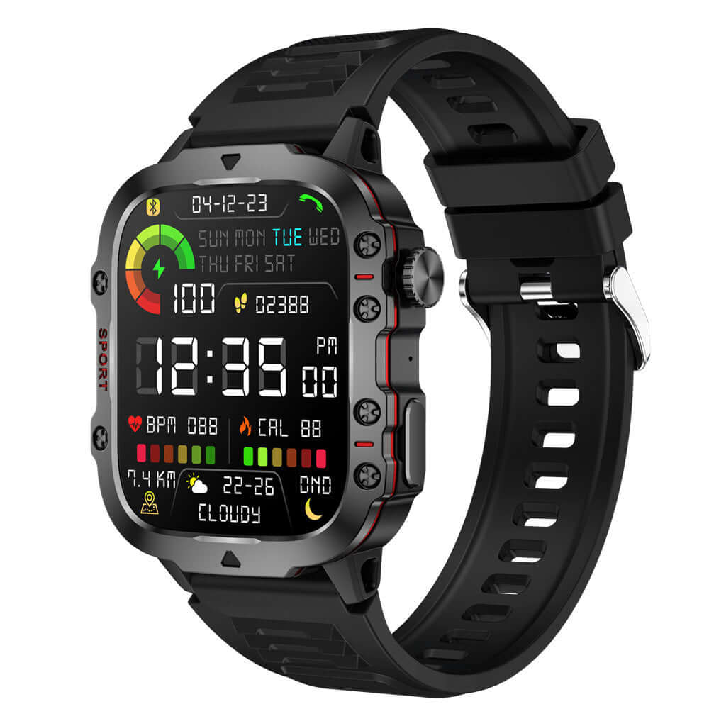 New QX11 Smart Bluetooth Watch in black, featuring a TFT screen with health tracking functions like heart rate and step counting.