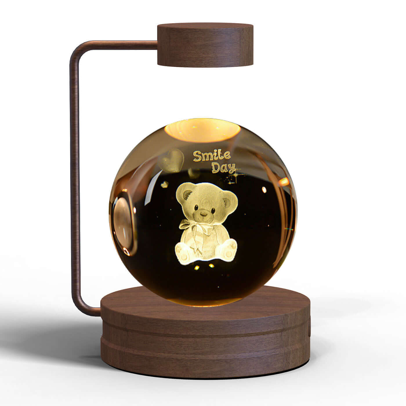 Crystal ball night light with teddy bear design, perfect for creating a warm atmosphere and great for gifts.