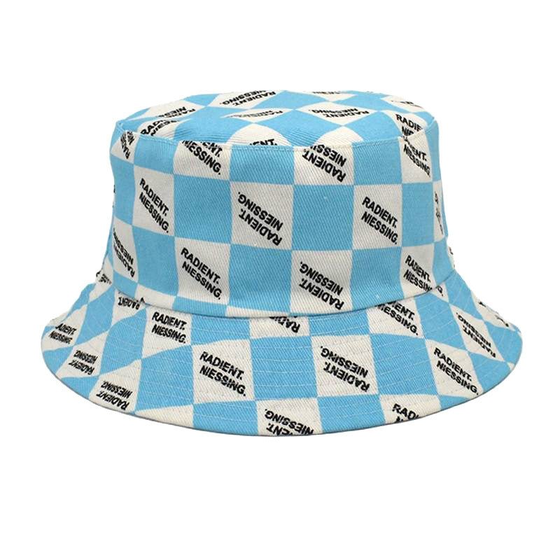 Letter Plaid Bucket Hat Women's Fashion Double-sided Wear Bucket Hat - DBMP Shop