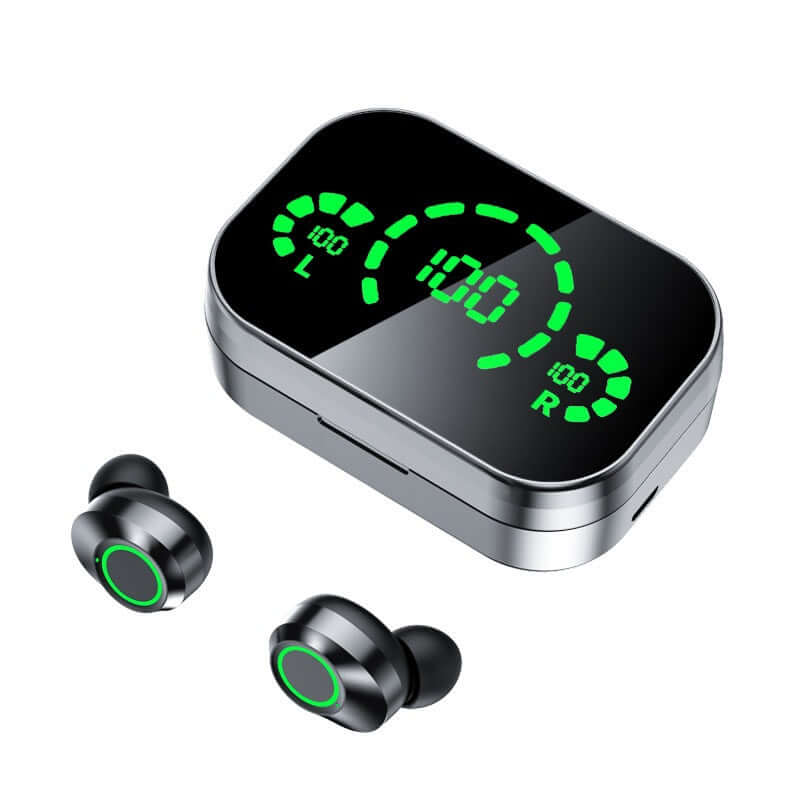 YD03 Wireless Bluetooth Headset with LED display and in-ear design featuring noise-cancelling technology.