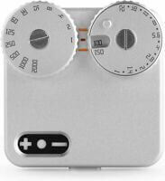 Silver camera accessory featuring dual dials for precise adjustments, designed for Leica rangefinder cameras.