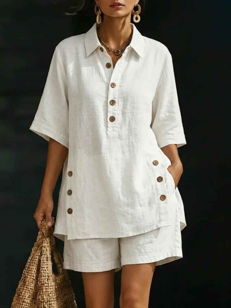 Womens Short - Sleeve Shirt And Loose Pants Two - Piece Set - DBMP (Electronics And More Store)