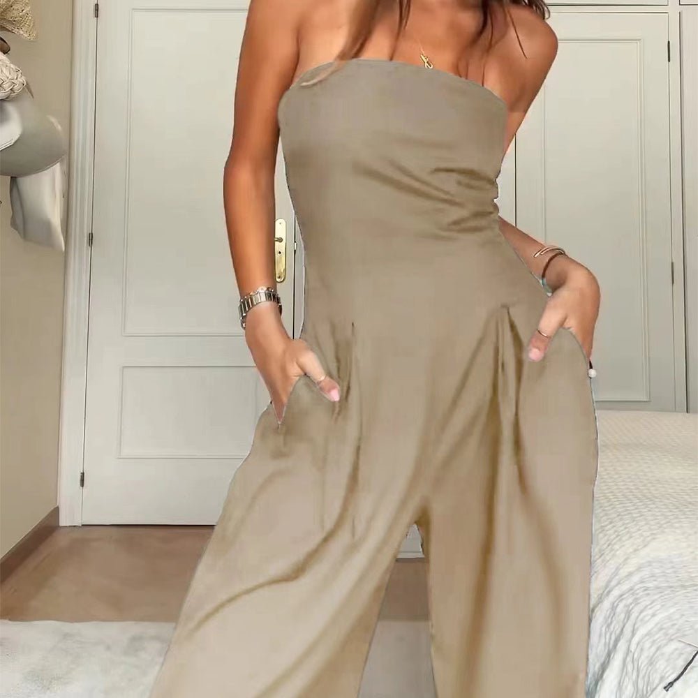 Loose Tube-top Jumpsuit Ins Fashion Backless Wide Leg Long Pants Overalls Women's Clothing - DBMP Shop