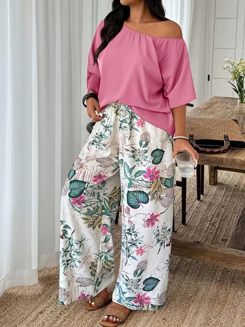 Wide - leg Pants Vacation - style Loose - fitting Two - piece Set That Flatters Your - DBMP (Electronics And More Store)