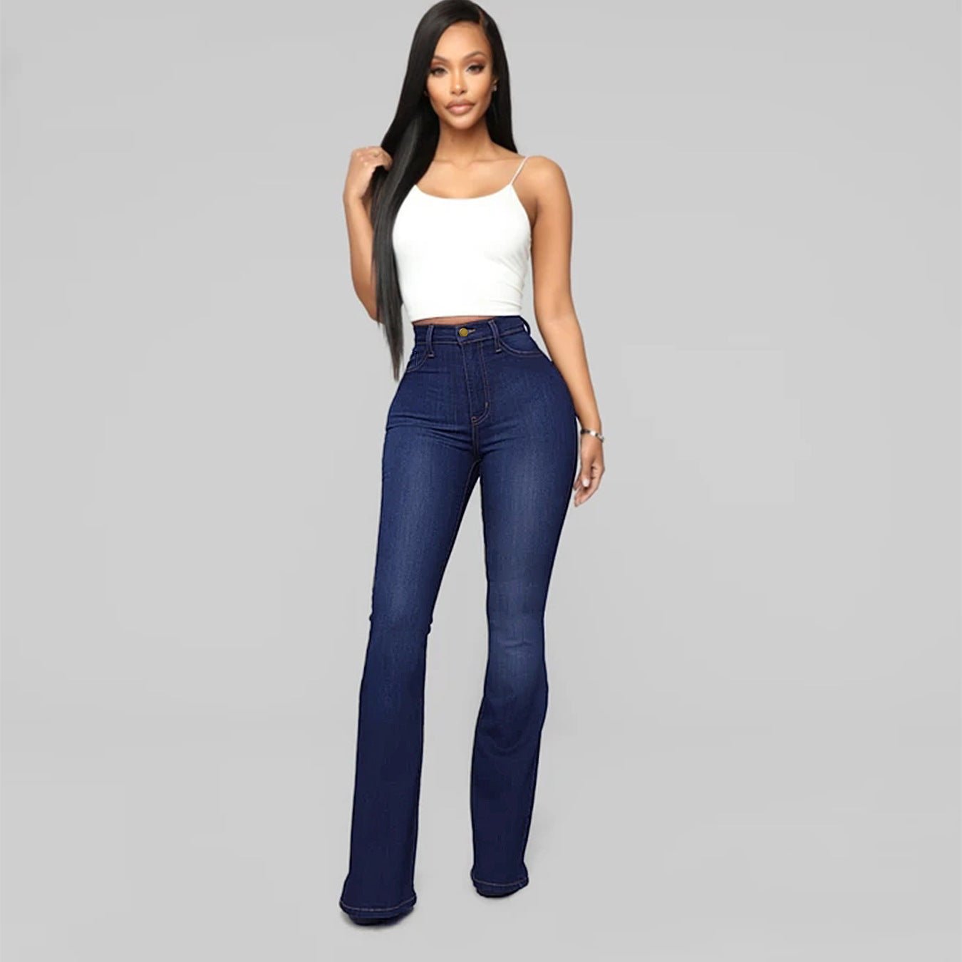 Women's Classic High Waist Slim Denim Horseshoe Pants - DBMP Shop