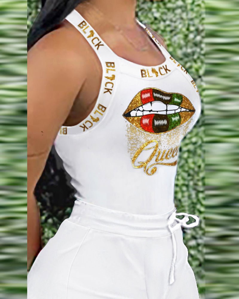 Women's New Casual Tank Top Shorts Print Set - DBMP Shop