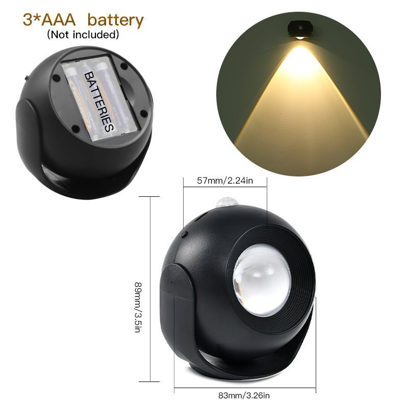 Adjustable Angle Human Sensing Light, Wireless Sunset Light, Indoor Spotlight, Corridor, Living Room Wall Light, Rechargeable And Installed Dry Battery - DBMP (Electronics And More Store)