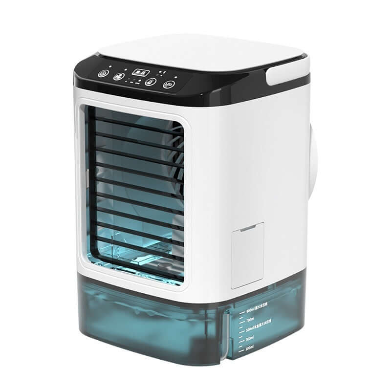 New Style Air Cooler Desktop Air Conditioner Fan with dual spray and USB portable refrigeration features.