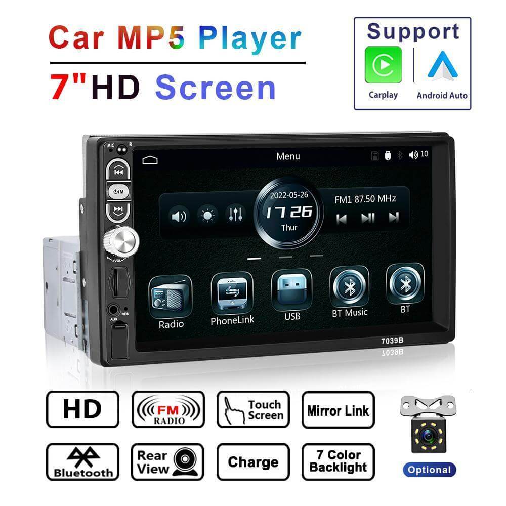 7 - inch Single - din Car Stereo, Single - din Car Radio And MP5 Player Supporting Carplay Android Auto - DBMP (Electronics And More Store)