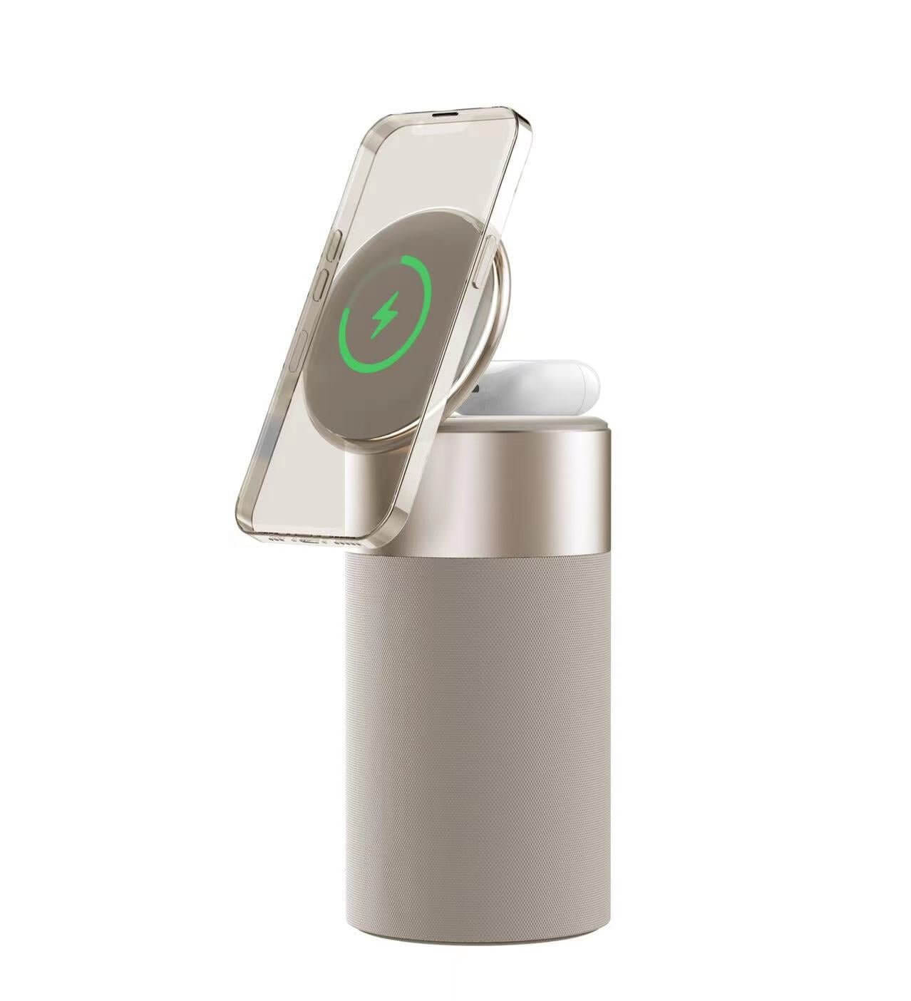 3 In 1 Multi - Function IPhone And AirPods Wireless Charger Portable Bluetooth Speaker With Touch Lamp For Home And Office - DBMP (Electronics And More Store)