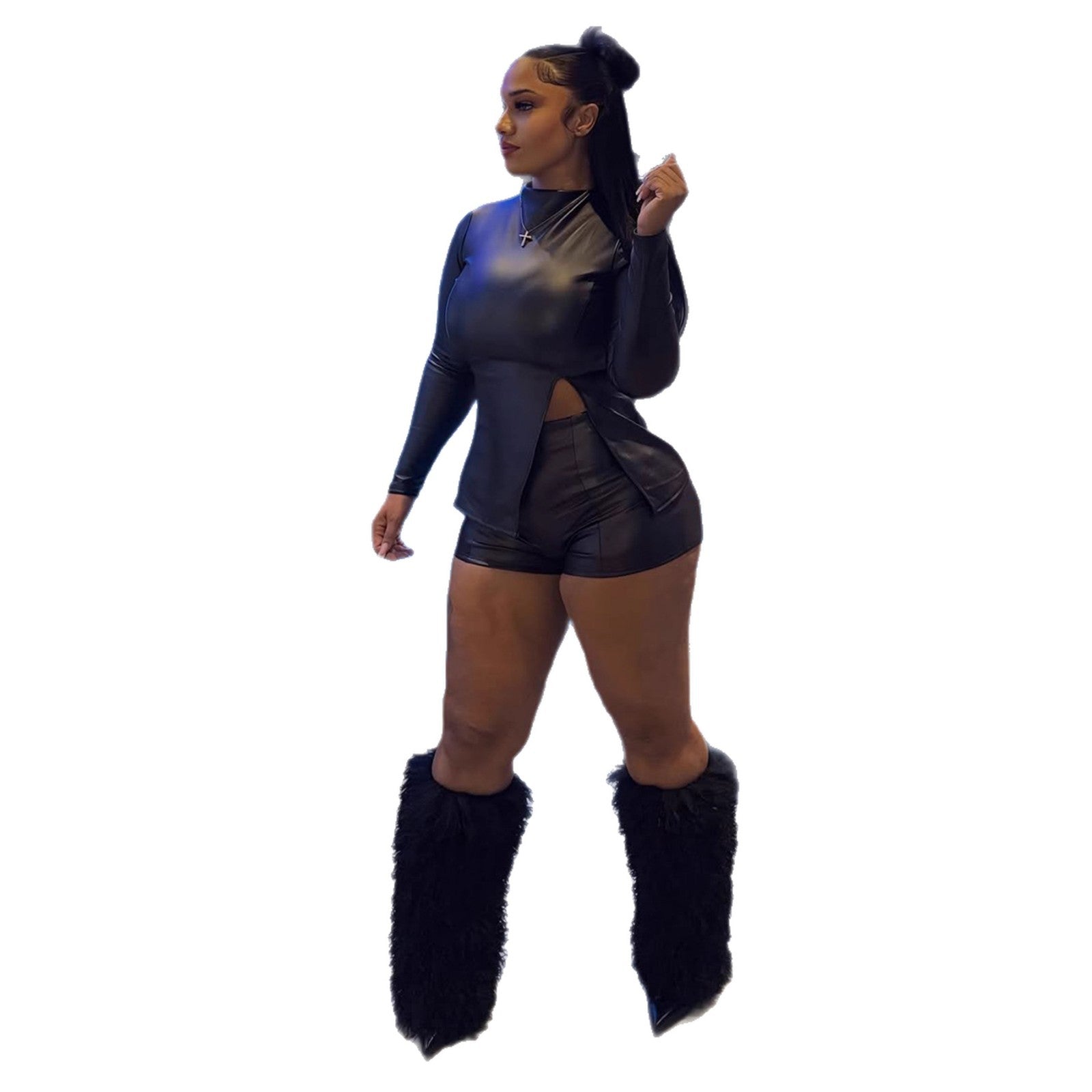 New Women's Top With Side Slit Tight High - waisted Shorts - DBMP Shop