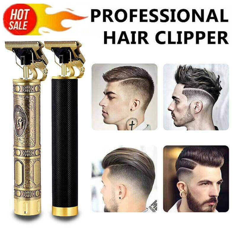 Professional USB rechargeable hair clippers with stylish design, perfect for barber haircuts and beard trimming.