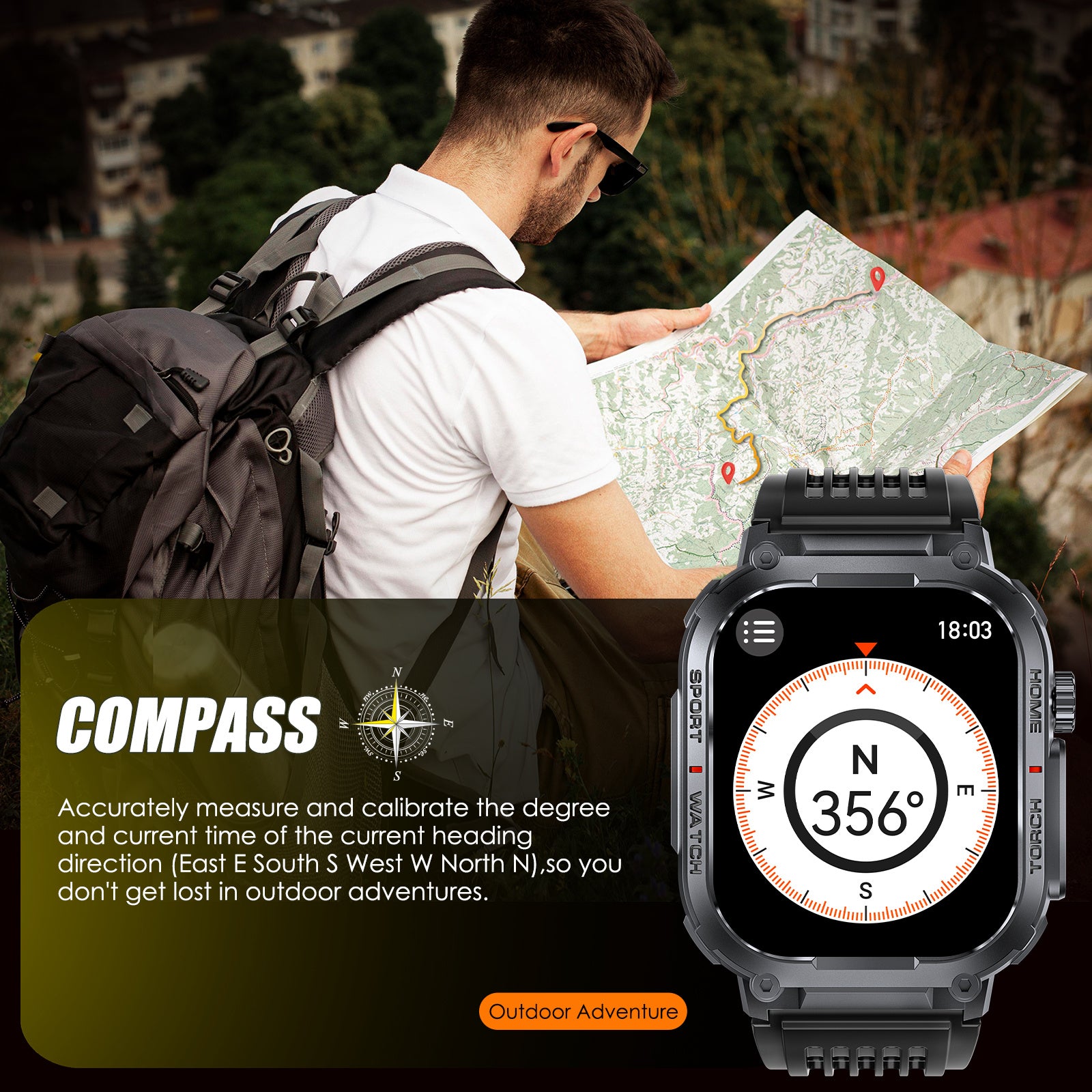 INEYES S320B Sport Modes Smart Watch For Men With LED Flashlight, Women's Smartwatch With Wireless Call, Men's Smartwatches With 2.02 - Inch HD Screen - DBMP (Electronics And More Store)